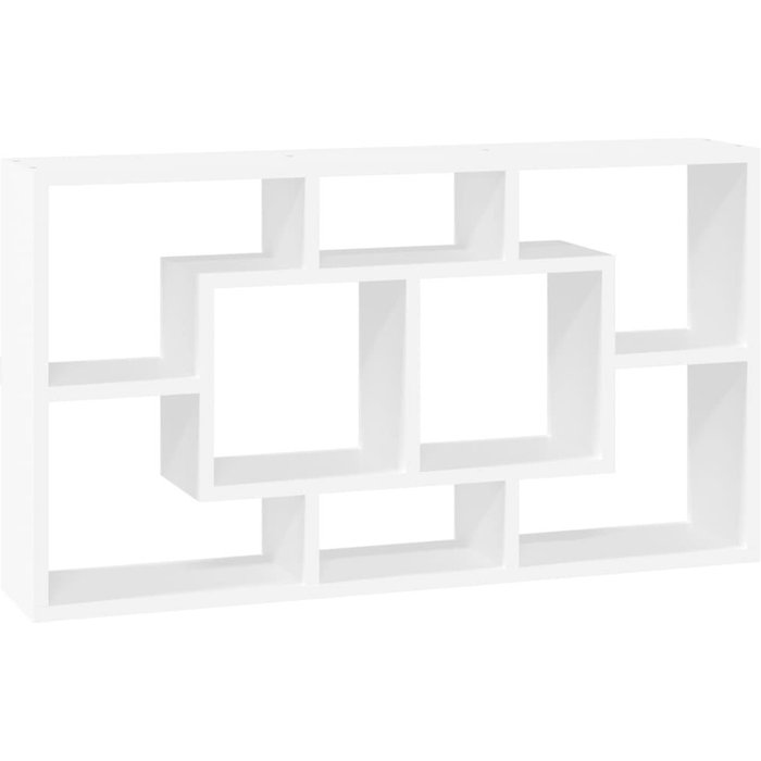 Estante de pared de 8 compartimentos, blanco brillante - comfortxl