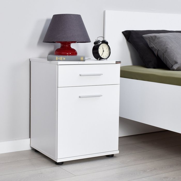 Mesilla de noche kailua 1830, blanco, 57x40x39cm, aglomerado laminado