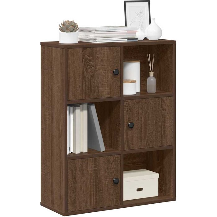 Librería de roble marrón 60x24x76,5 cm madera de ingeniería