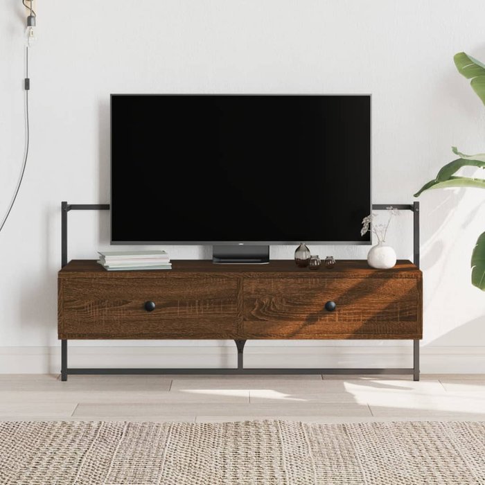 Mueble de tv de pared, roble marrón, 100,5x30x51 cm, madera de ingeniería