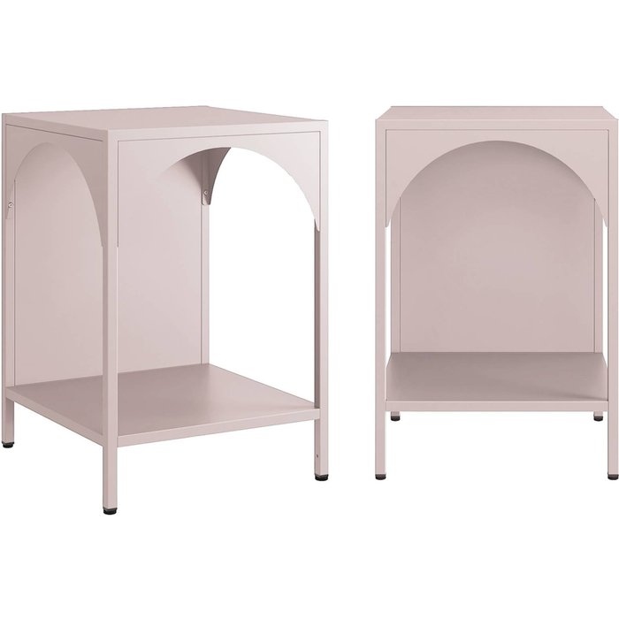 Mesita de noche industrial de metal, set de 2 rosa - 35x35x52 cm