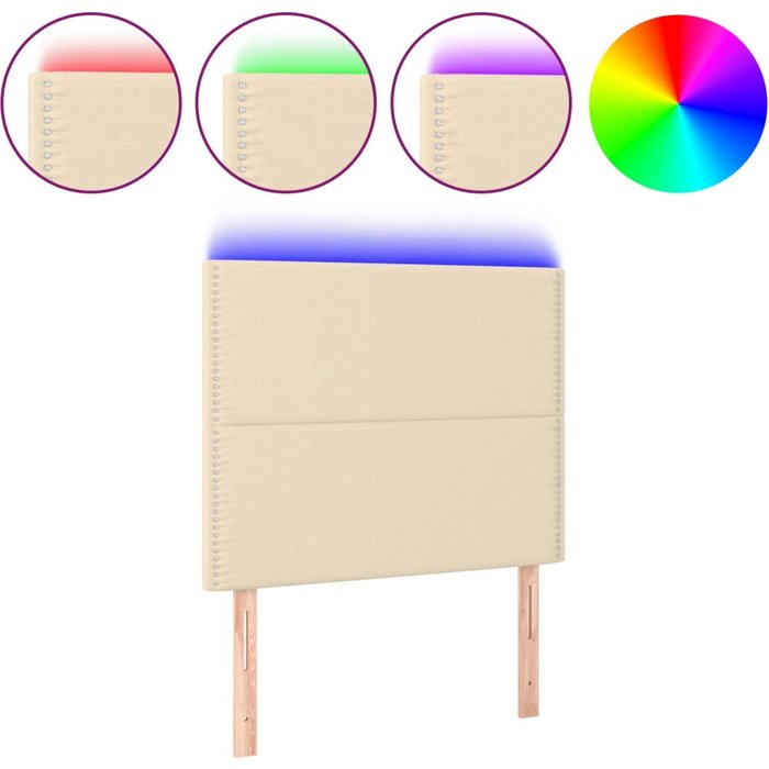 Cabecero cama - mueble cabecero con luces led tela crema 90x5x118/128 cm