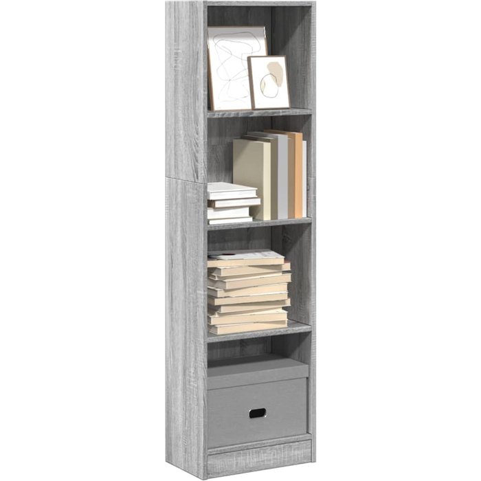 Librería sonoma gris, 40x24x143 cm, madera de ingeniería. - pangivo