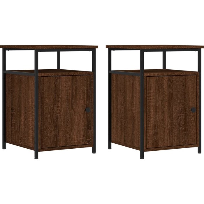 Mesitas de noche 2uds roble marrón 40x42x60cm madera contrachapada