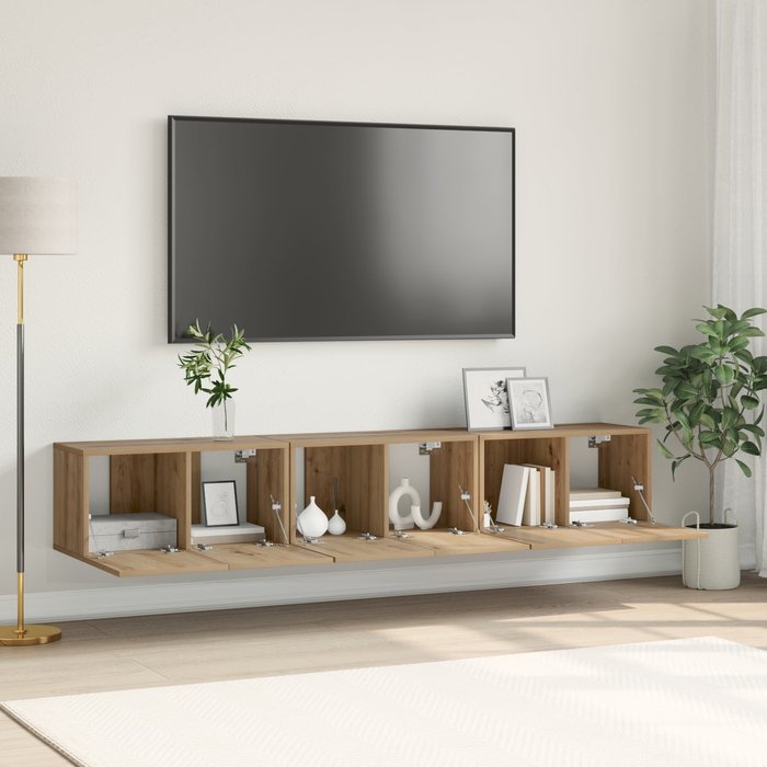 Vidaxl juego de muebles para tv roble artesanal mdf, chapa mediano
