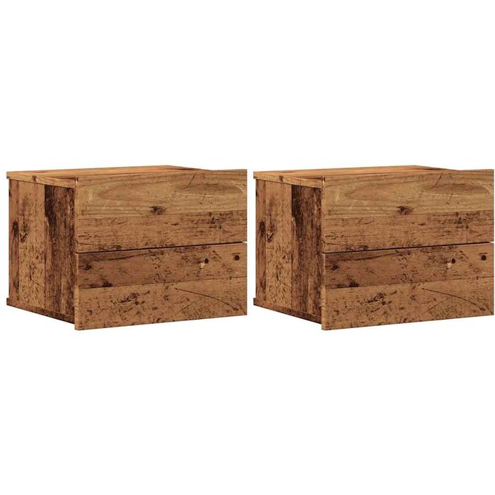 Mesitas de noche de pared 2 uds madera envejecida 40x32x30 cm - comfortxl