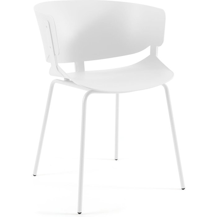 Silla sally de polipropileno negro con asiento curvo.