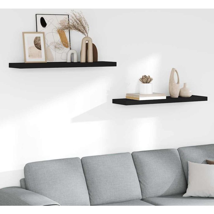 Estantes flotantes de pared, 2 unidades, negros, 90x23,5x3,8 cm, mdf