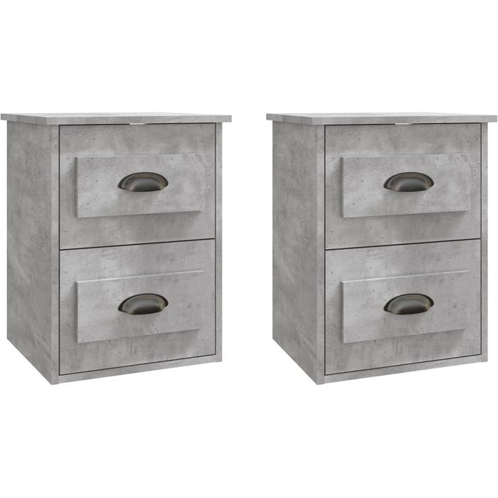Mesitas de noche de pared 2 piezas gris hormigón 41,5x36x53 cm