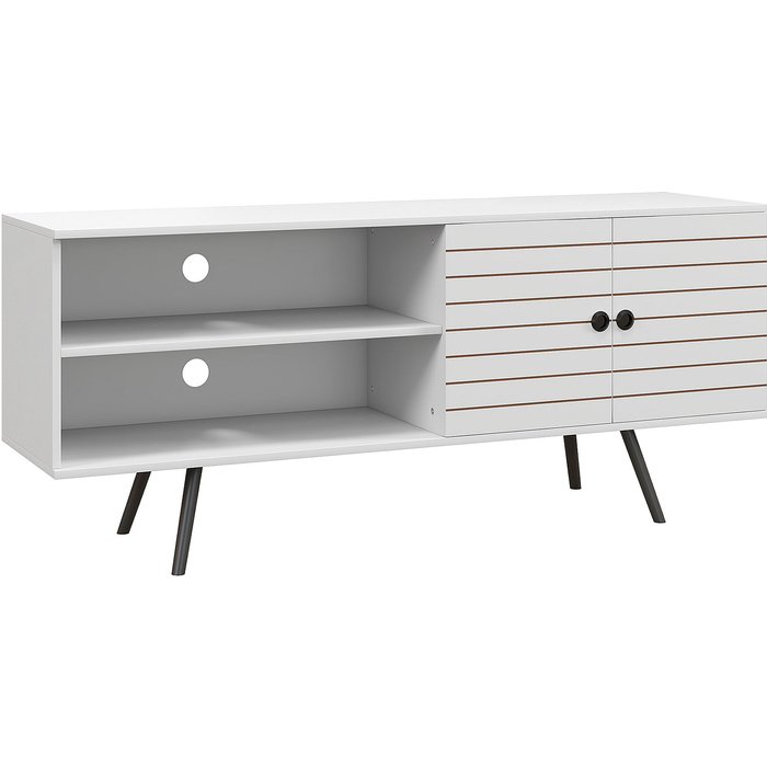 Mueble de tv homcom melamina de madera blanco 145x38x65 cm