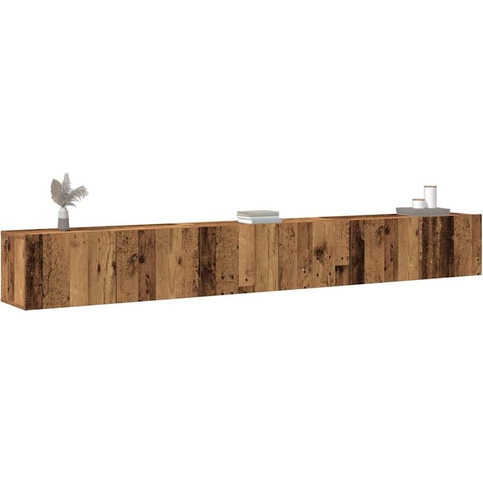 Conjunto de mueble de tv 3 piezas montado la pared madera vieja
