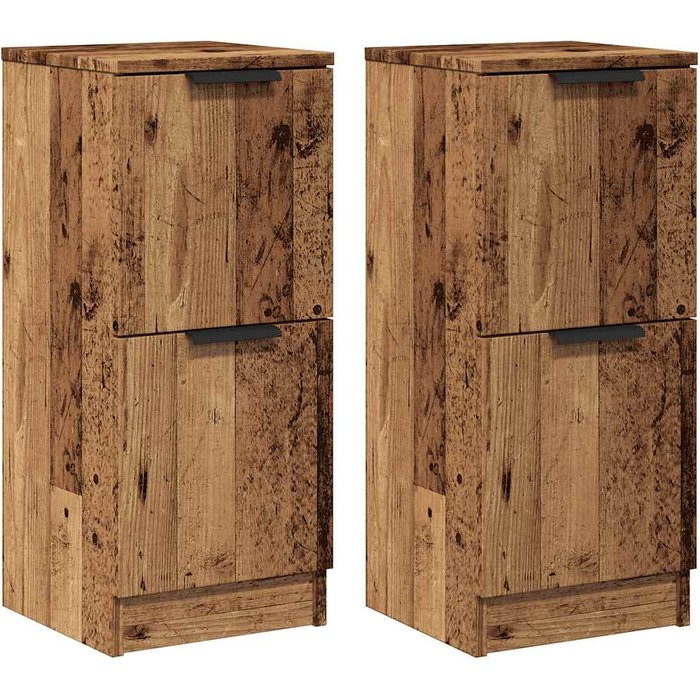 Aparadores 2 uds madera ingeniería madera envejecida 30x30x70cm - comfortxl