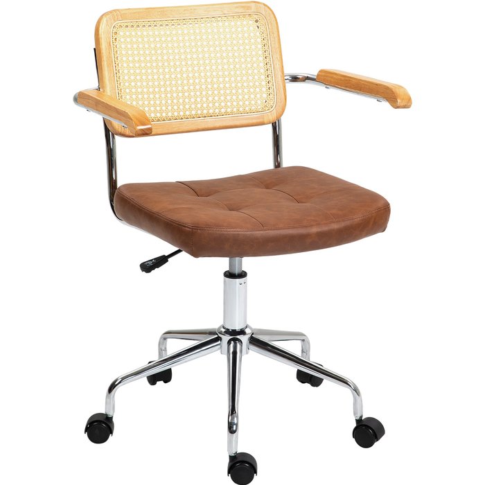 Silla de oficina homcom pu marrón 60x55.5x90 cm