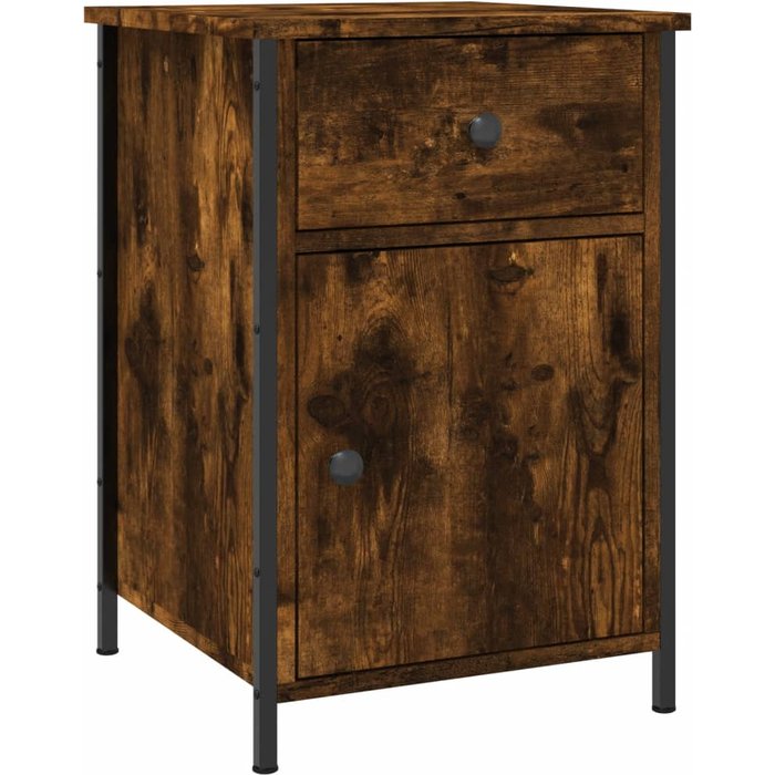 Mesita de noche roble ahumado 40x42x60 cm madera contrachapada