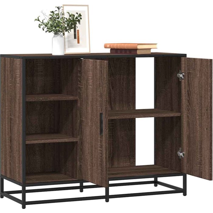Aparador de madera de ingeniería marrón roble 92x35x76 cm vidaxl