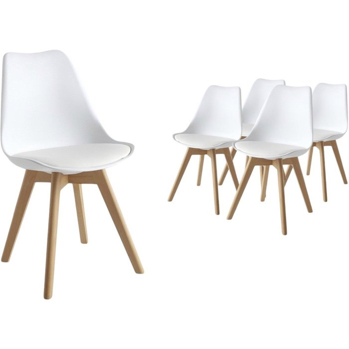 Pack 4 sillas beech diseño blancas