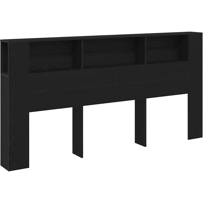 Cabecero cama - mueble cabecero con armario roble negro 200 x 18,5 x 102,5 cm