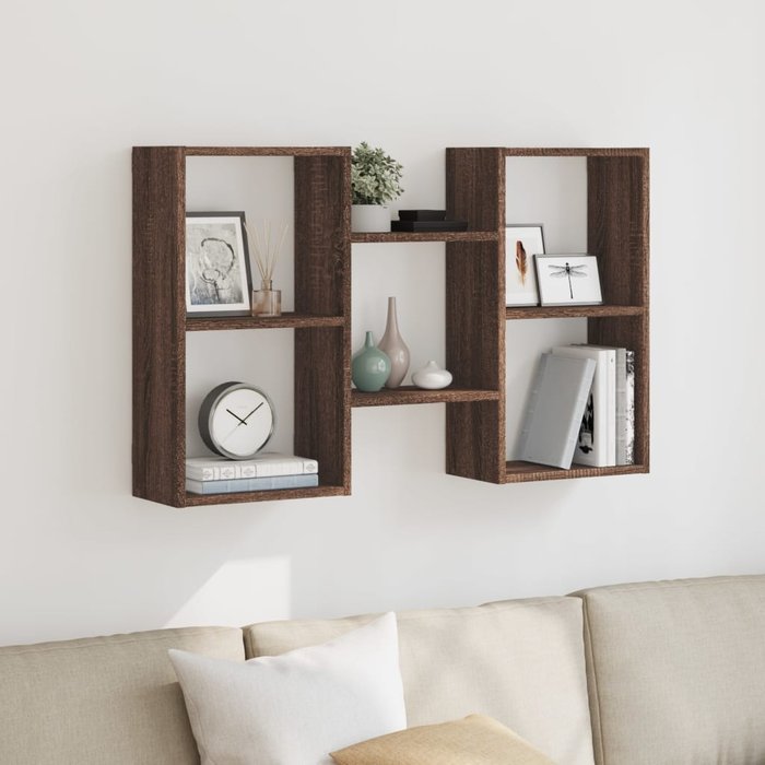 Estante de pared de roble marrón 96x18x60 cm madera contrachapada
