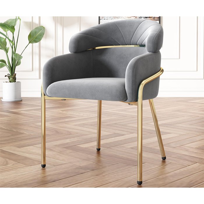 1 chaise longue de terciopelo - con 4 patas de metal dorado - gris