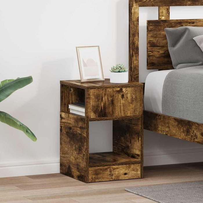 Mesita auxiliar, 2 piezas, roble ahumado, 30,5 x 30 x 45 cm