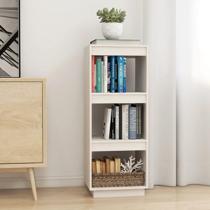 Librería/separador de ambientes blanco 40x35x103 cm pino macizo