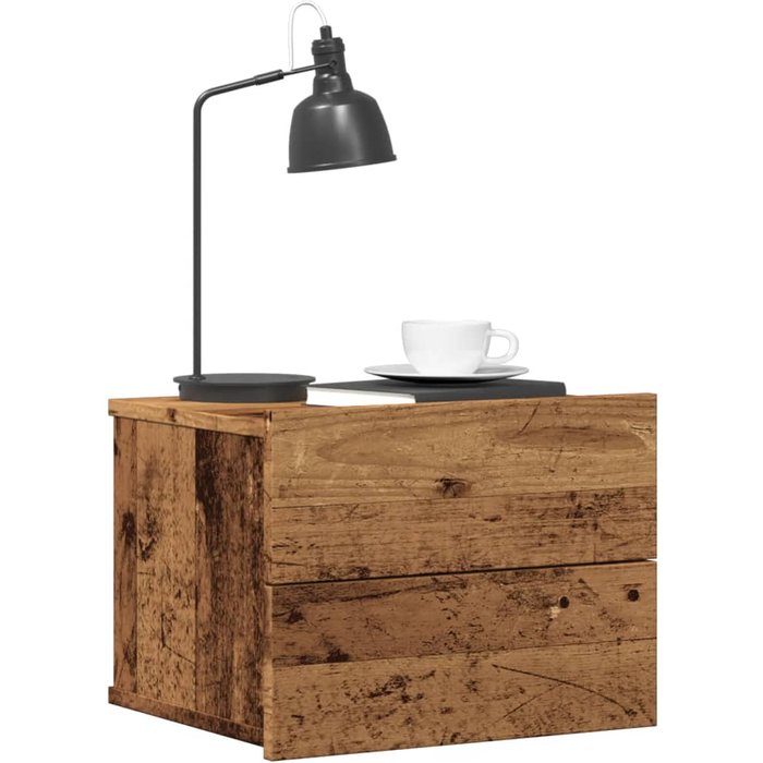 Mesita de noche de pared de madera antigua 40x32x30 cm
