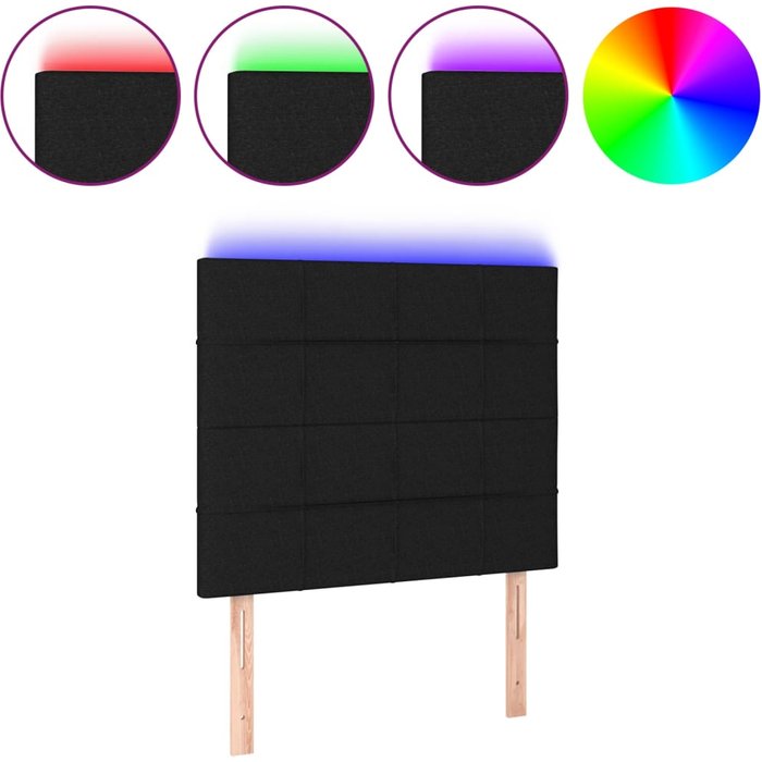 Cabecero con luces led tela negro 90x5x118/128 cm - comfortxl
