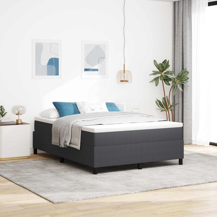 Cama de plataforma gris oscuro 140 x 190 cm tela de pana vidaxl