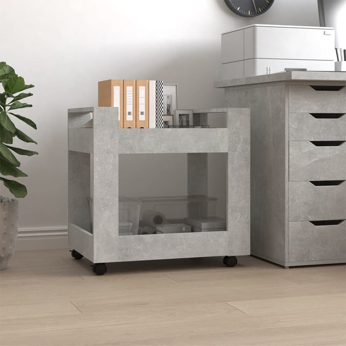 Maison exclusive - carrito de escritorio contrachapada gris hormigón 60x45x60 cm