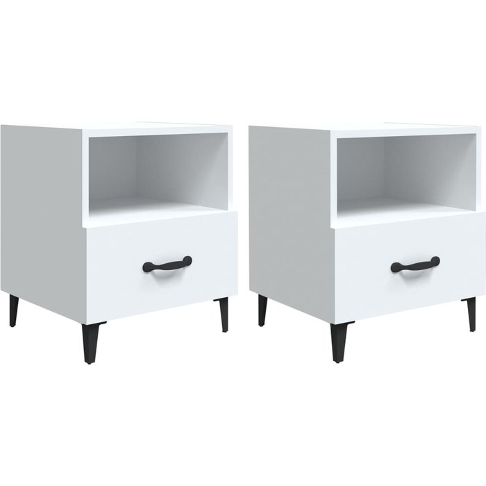 Pack de 2 mesitas de noche,mesilla de noche madera contrachapada blanca cfw71455