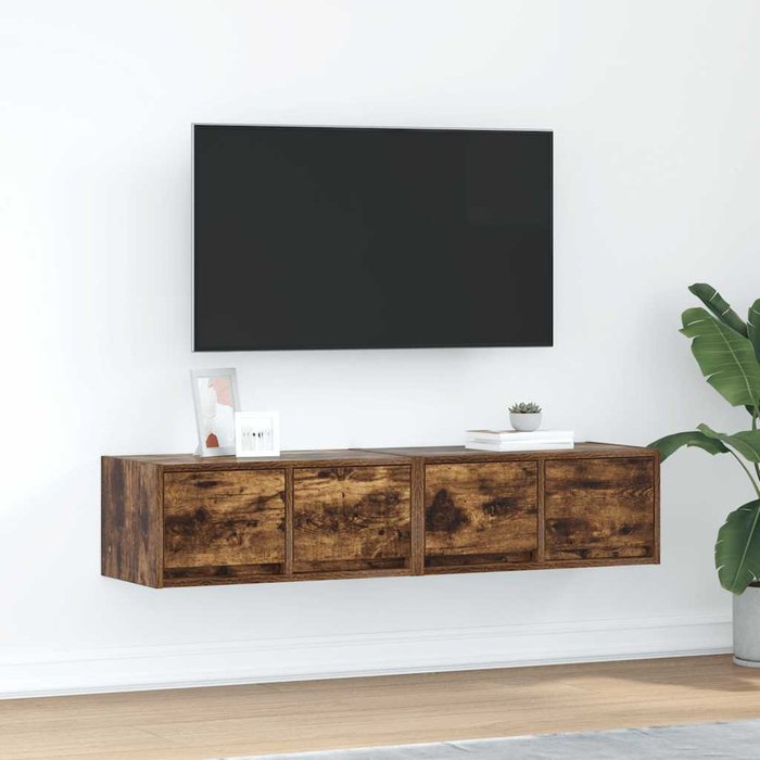 Mueble de tv de 2 piezas, roble ahumado, 60x31x25,5 cm, madera de ingeniería