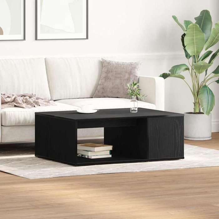 Mesa de centro, roble negro, 90 x 67 x 33 cm, madera de ingeniería.