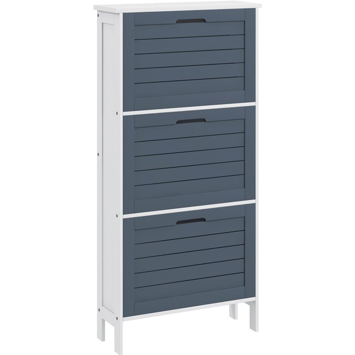 Zapatero estrecho 3 compartimentos 6 pares 53x18x108cm gris blanco recibidor