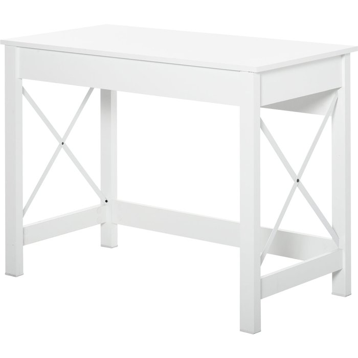 Mesa estudio moderna blanca 105x50x76cm estructura acero - escritorio ordenador