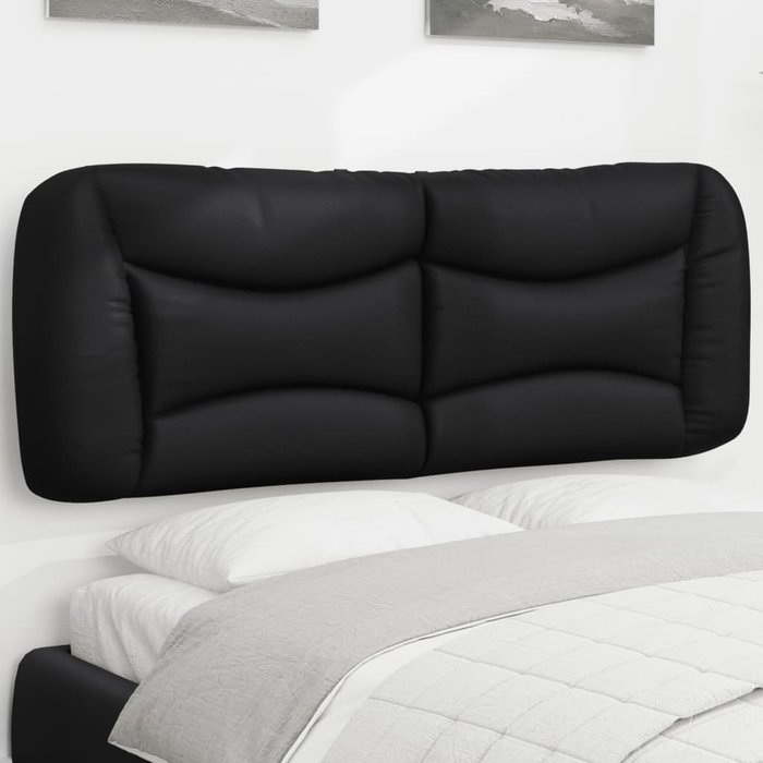 Vidaxl cabecero de cama acolchado cuero sintético negro 140 cm