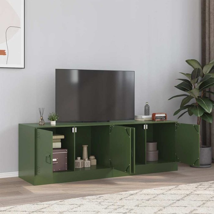 Muebles para tv 2 unidades acero verde oliva 67x39x44 cm