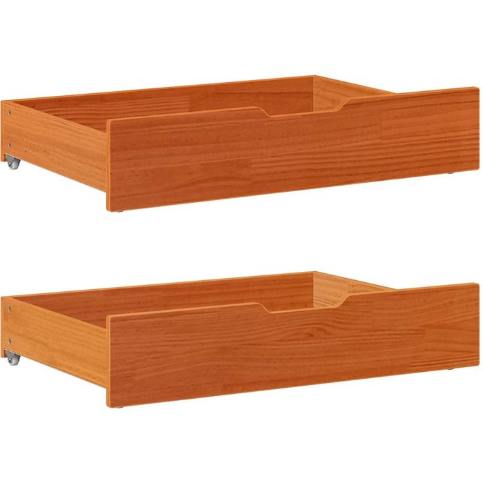 Cajones debajo de la cama 2 piezas marrón cera 85x55x16 cm pino macizo