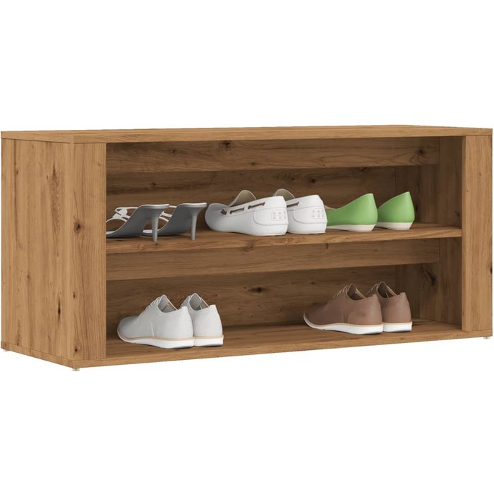 Banco zapatero artesanal de roble 100x35x45cm madera contrachapada