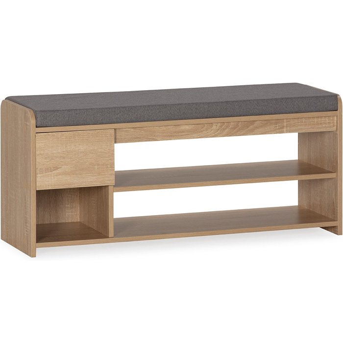 Banco zapatero gabriel color roble 3 huecos y 1 cajón