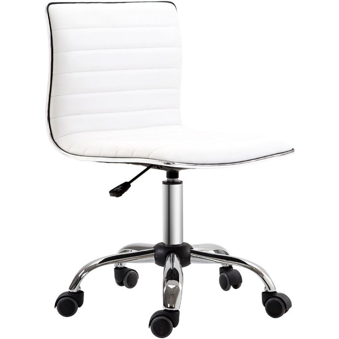 Silla de oficina homcom pu, acero blanco 48x52x90 cm