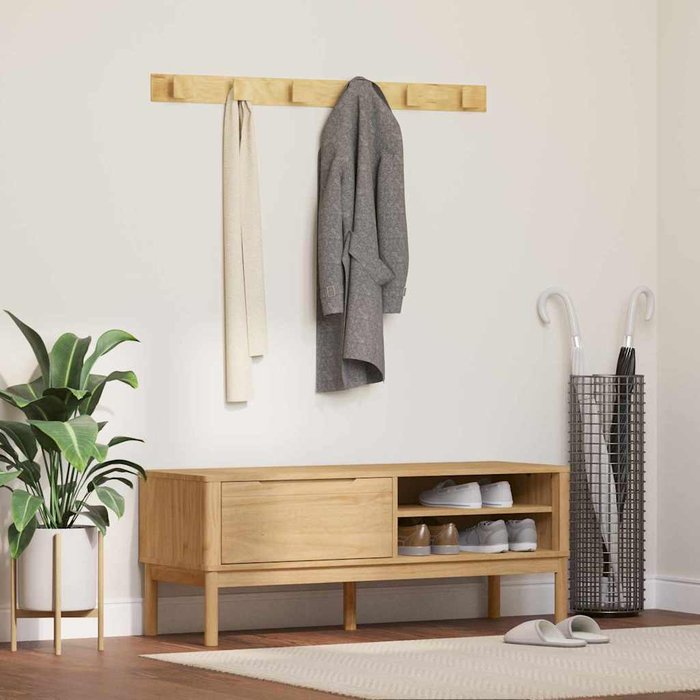 Banco de pasillo con cajón floro marrón cera 115 x 40 x 45 cm