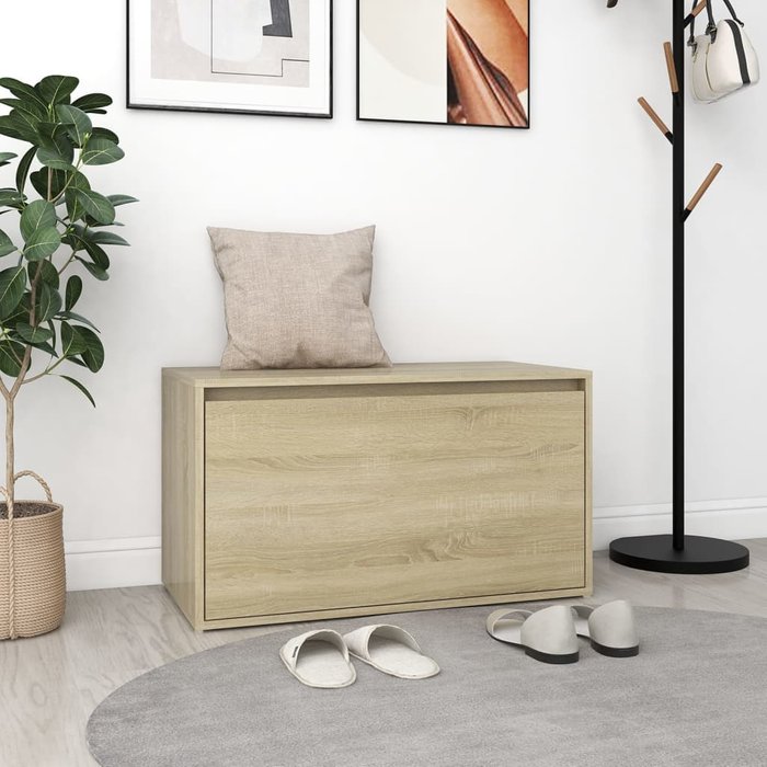 Banco de entrada 80x40x45 cm roble sonoma madera contrachapada