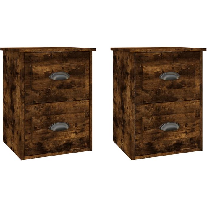 Mesitas de noche de pared 2 piezas roble ahumado 41,5x36x53 cm