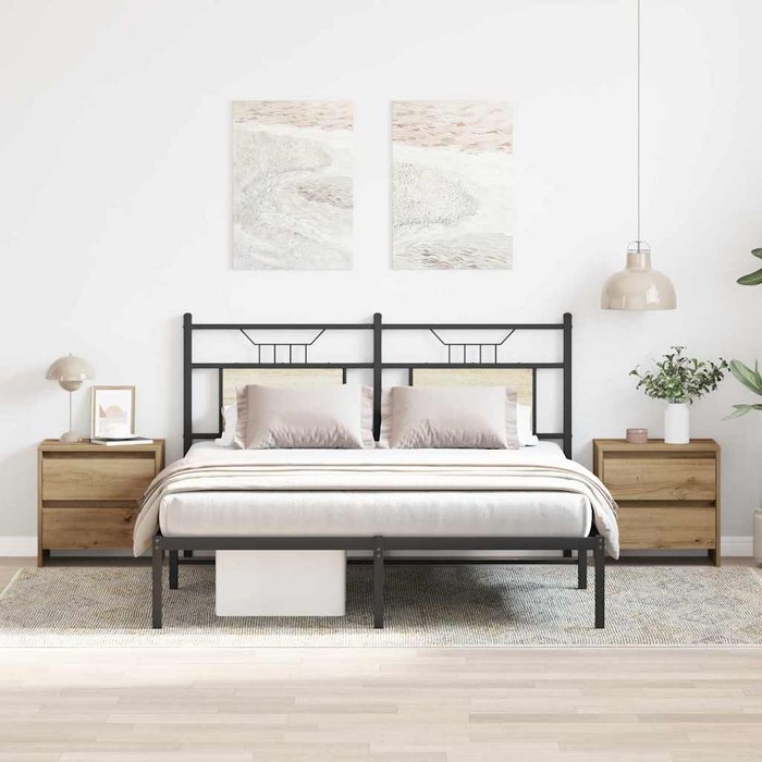 Mesilla de noche, 2 piezas, roble artesanal, 45 x 34 x 44,5 cm