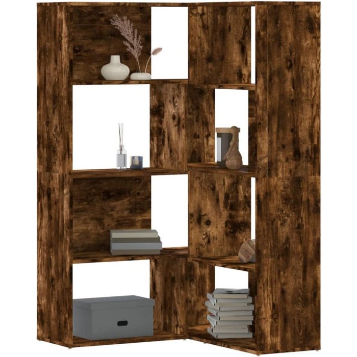 Estantería esquina 4 niveles madera roble ahumado 85x85x140 cm vidaxl