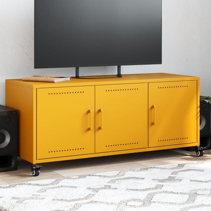 Mueble de tv de acero amarillo mostaza 100,5x39x43,5 cm vidaxl