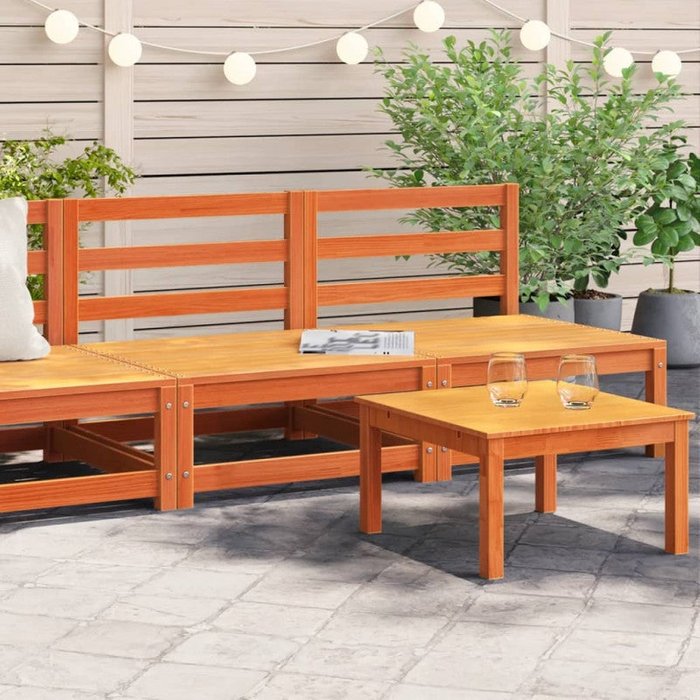 Vidaxl sofás jardín sin reposabrazos 2 uds madera marrón 70x70x67 cm