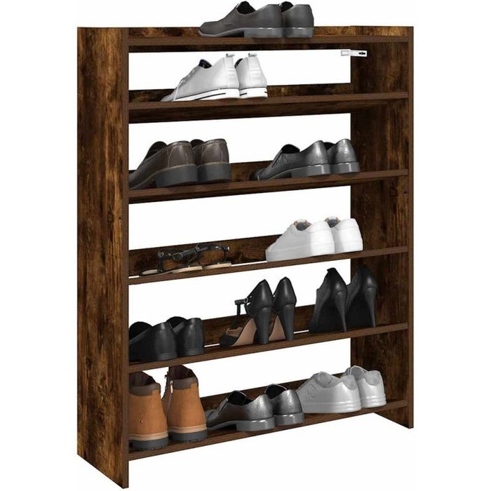 Zapatero madera contrachapada roble ahumado 80x25x100 cm vidaxl