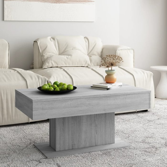 Mesa de centro sonoma gris 96x50x45 cm madera contrachapada