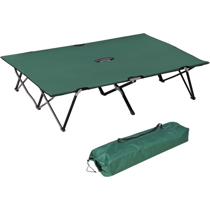 Cama camping outsunny 2p 193x125x40 (verde/negro) - 136kg, plegable